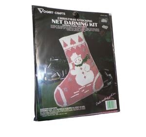 Snowman Christmas Stocking Net Darning Kit #2946 Vogart Crafts Vtg Sealed